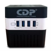 Regulador de voltaje CDP RU-AVR604 600VA/300W indicadores LED de funcionamiento 4 contactos NEMA 5-15R y 4 puertos USB