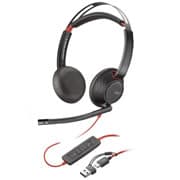 POLY Auriculares estéreo Blackwire 5220 + conector de 3.5 mm + adaptador USB-C/A
