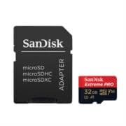 Memoria Micro SD SanDisk Extreme Pro 32GB Micro SDHC UHS-I Clase 10 V30 C/Adaptador Color Negro Rojo SDSQXCG-032G-GN6MA