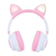 Diadema Vorago HPB-300K Bluetooth 3.5mm Rosa/Blanco Kitten RGB 6Horas