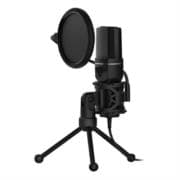 Micrófono Cardioide Game Factor MCG601 Streaming Stand Anti Pop USB Color Negro