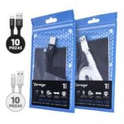 Kit Cables Vorago CAB-113 Micro USB 20 Piezas Colores 10 Negros y 10 Blancos