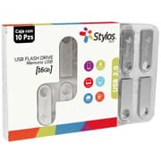 Kit 10 Memorias USB Stylos ST100 16GB Conexion Tipo A 2.0 Metalica Plata