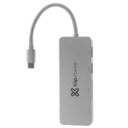 HUB USB Klip Xtreme Tipo C HubPoint KCR-500 de 5 puertos 2 USB 3.0  1 tipo C 1 Micro-SD 1 Tarjeta SDXC Plateado