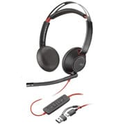 POLY Auriculares estéreo Blackwire 5220 + conector de 3.5 mm + adaptador USB-C/A