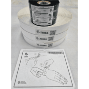 Pulseras Zebra de poliester 1x11 pulg TT Z-Band 4000 Nucleo 3pulg  530pzs/Cja con 3 Rollos + cinta de resina 5095