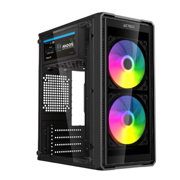 Gabinete Mini Acteck Torre Doom Pro Crystal GI730 Max M-ATX 600W 1xUSB 3.0 1xUSB 2.0 3xFan FRGB Panel Cristal Negro