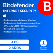 Licencia Antivirus Bitdefender ESD Internet Security 2 Años 3 Usuarios