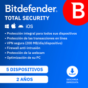 Licencia Antivirus Bitdefender ESD Total Security MD 2 Años 5 Usuarios
