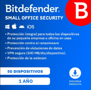 Licencia Antivirus Bitdefender ESD Small Office Security 1 Año 50 Usuarios + 1 Server
