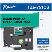 Cinta de Etiquetas Laminada Brother TZE751 P-touch con texto en negro sobre fondo verde