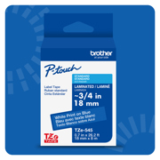 Cinta Laminada Brother Estándar Texto Blanco sobre Cinta Azul de 18mm x 8m