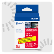 Cinta Laminada Brother con Extra Adhesivo Texto Negro sobre Cinta Amarilla de 24mm X 8m TZES651G