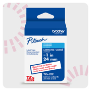 Cinta Laminada Brother Estandar Texto rojo sobre cinta blanca de 24mm x 8m