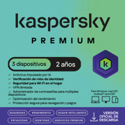 Licencia Antivirus ESD Kaspersky Premium 2 Años 3 Dispositivos 2 Cuentas KPM