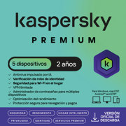 Licencia Antivirus ESD Kaspersky Premium 2 Años 5 Dispositivos 3 Cuentas KPM