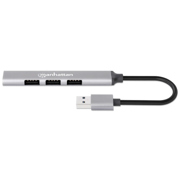 Hub Manhattan USB-A V2.0  3 Ptos y V3.0 1 Pto Aluminio