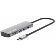 Docking USB-C Manhattan 9 puertos HDMI 3xUSB-A USB-C Datos PD RJ45 Lector