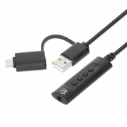 Convertidor USB Manhattan 2.0 / USB-C a Tarjeta Sonido 3.5 mm cable con controles