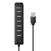 Hub Steren USB 7 Puertos con Eliminador de 2A Color Negro