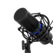 Micrófono Game Factor MCG700 Profesional LED Ajuste Volumen Stand Anti Pop USB Color Negro