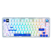 Teclado Gasket Game Factor Mecánico Kbg800 Personalizable 75% Pantalla LCD Bluetooth 2.4G Y Alámbrico Transparente Tecla