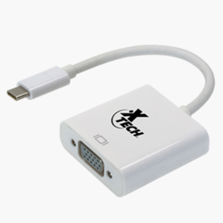 Adaptador XTech con conector Tipo-C macho a VGA hembra Transmision hasta 1920x1200p a 60Hz Longitud 20cm XTC-550