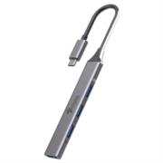 Hub 4 en 1 Stylos USB C a 3xUSB 2.0 + 1xUSB 3.0 con Caja Gris
