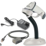 Escáner Zebra LS2208 alámbrico 1D láser RS232 HC blanco con base y fuente